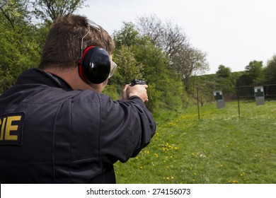 Training Of Police Shooting At A Shooting Range