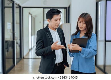 training and review with businesspeople in office for networking, communication and planning. - Shutterstock ID 2343464045