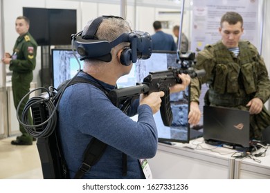 Training In Shooting And Defense Against Terrorist Attacks In The Virtual Reality System At Exhibition Interpolitex - Moscow, Russia, 10 25 2019