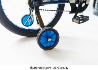 Training Wheels Of Kids Bike With, Close-up View