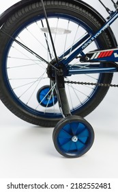 Training Wheels Of Kids Bike With, Close-up View