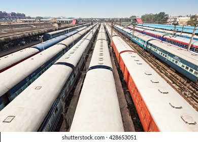 Trains At The New Delhi Railway Station, New Delhi In India