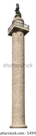 Trajan's column in Rome, Italy. Isolated on white. High Resolution