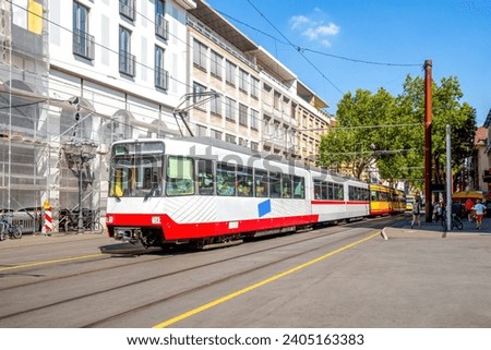Tram in Karlsruhe, Baden Württemberg, Germany 