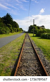 Tram Line On Kapiti Coast In New Zealand