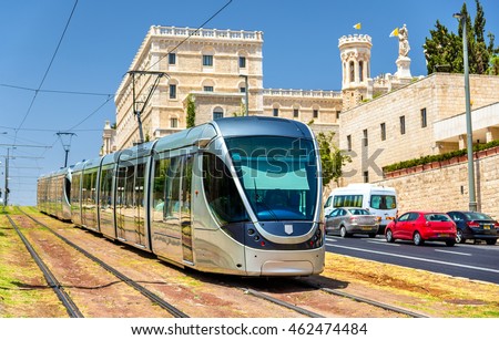 Tram on the light rail in Jerusalem - Israel