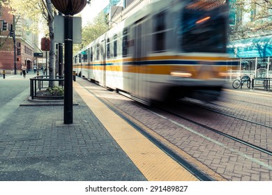 Tram On Streets Of Sacramento, CA, USA - Spring 2015