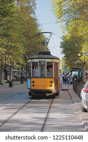 Tram And Stop. Milan, Italy