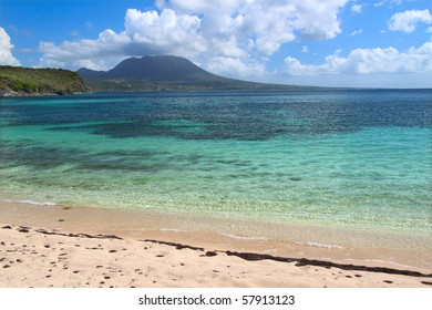 Tranquil Beach And Crystal Clear Water On Saint Kitts