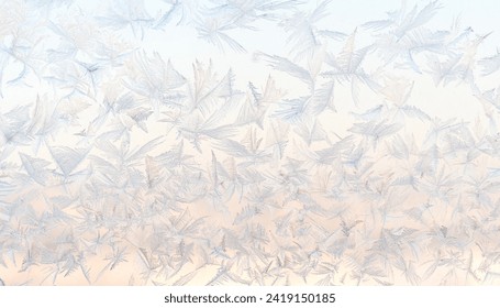 A tranquil dawn sky illuminates the intricate frost feathers, showcasing a masterpiece of winter's design - Powered by Shutterstock