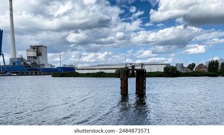 tranquil Harbor Scene Bollards Ships Rustic Waterfront Architecture dock pier nature  - Powered by Shutterstock