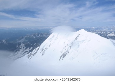 Tranquil Lake With Lush Green Forest, Snow-Capped Mountain, Blue Sky And White Clouds - Powered by Shutterstock