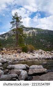 Tranquil Lake Tahoe With Glacial Rocks And Boulders In Sand Harbor In Nevada