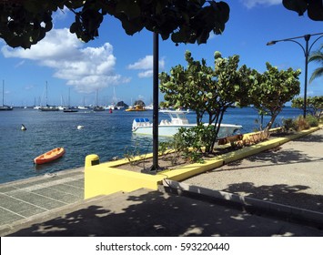 Tranquil Promenade Of French Riviera In Caribbean Island St.Barts. Caribbean France Saint Barthelemy Island Coast. Exclusive Island Saint Barthelemy. French Riviera Coastal Sea View Yacht Sail