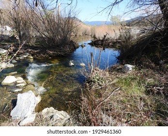 A Tranquil Scene Of The Mojave River In San Bernardino County, California.	