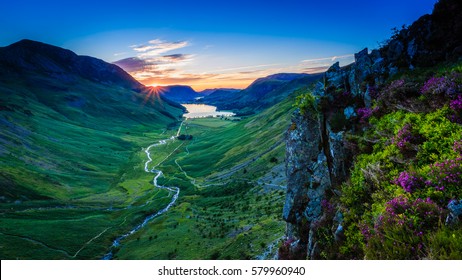 Tranquil Sunset In Buttermere Valley, The Lake District, Cumbria, England