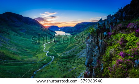 Tranquil Sunset in Buttermere valley, The Lake District, Cumbria, England