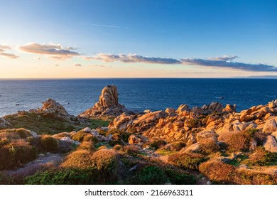 tranquil sunset at Capo Testa on Sardinia. High quality photo