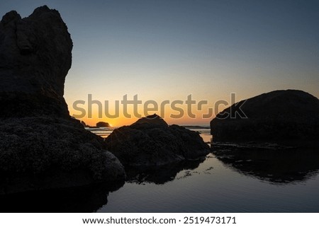 Similar – Image, Stock Photo Tranquil sunset over smooth water