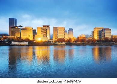 tranquil water,cityscape and skyline of portland in blue sky - Powered by Shutterstock