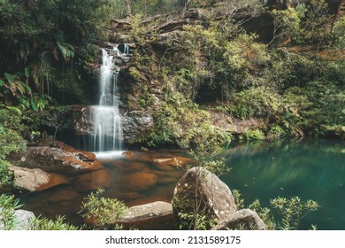 Tranquil Waterfall And Rock Pool Swimming Hole In Lower Blue Mountains