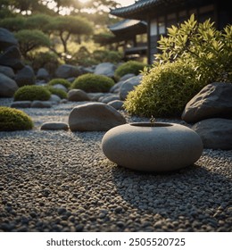 Tranquil Zen Garden: A tranquil Zen garden is a serene and minimalist space designed to evoke peace and contemplation. Characterized by its simple, yet carefully arranged elements, it often features s