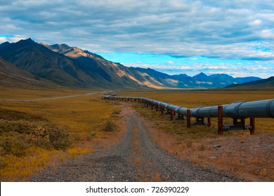 Trans-Alaskan Oil Pipeline In The North Slope Of Alaska