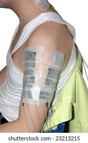 Transcutaneous Electrical Nerve Stimulation Machine On Arm And Neck - Isolated