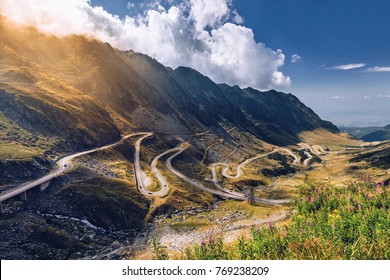Transfagarasan pass in summer. Crossing Carpathian mountains in Romania, Transfagarasan is one of the most spectacular mountain roads in the world.