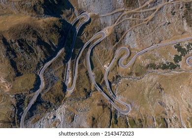Transfagarasan Road, Romania - September 21, 2020: dangerous serpentines of Transfagarasan road