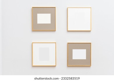 Transform space into art gallery with modern picture frames. white design and empty templates create blank canvas for images or artwork. Whether in home or office. - Shutterstock ID 2332583519