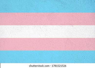 Transgender flag painted on Concrete wall on outdoor. Transgender grunge background