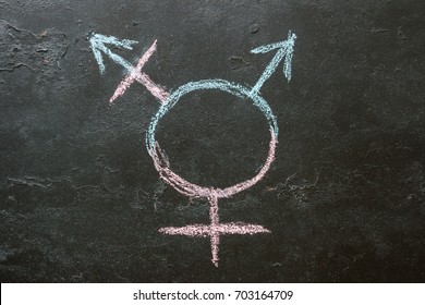 Transgender Symbol On A Black Background Close-up