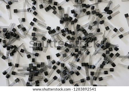 Transistor for electronis printed circuit boards NPN - NPN.
A transistor is a semiconductor device used to amplify or switch electronic signals and electrical power.