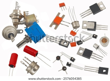 transistors different type on a white background