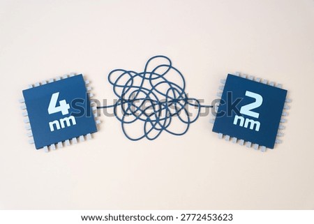 Transition of microchip process technology from 4 to 2 nm. Innovations in microelectronics. Advanced nanotechnology development in modern chip manufacturing industry