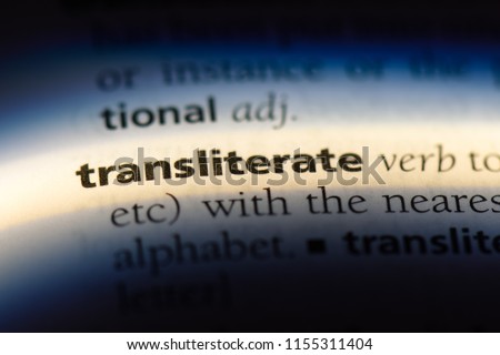 transliterate word in a dictionary. transliterate concept.
