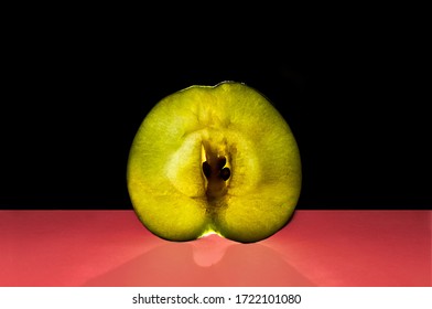 Translucent Apple Silhouette On Black Background