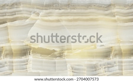 Translucent Light Onyx Marble Texture with Horizontal Cream and Gold Bands. Elegant Natural Stone Background for Luxury Interior, Vanity Tops, or Polished Wall Decor.v