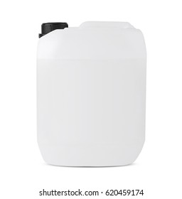 Translucent plastic jerry can, gallon mockup isolated on white