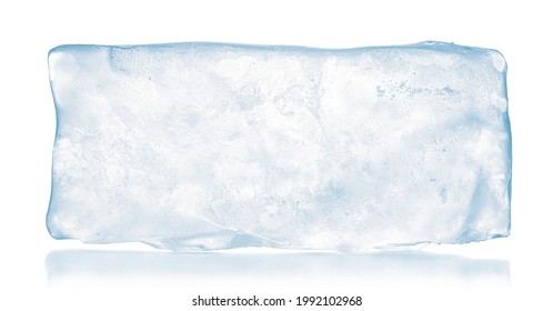 A translucent rectangular block of pure ice, isolated on white background. Purity and freshness concept. - Shutterstock ID 1992102968