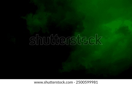 Translucent vibrant green smoke whiffs and swirls of aromatic colorful incense against Black background.Abstract smoke mist fog on a black background.Smoke fog misty texture on isolated fog.