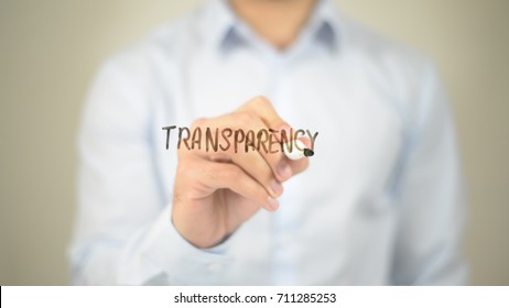 Transparência, Homem escrevendo em tela transparente