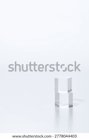 Transparent acrylic cube display blocks on white
