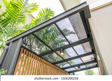 Transparent acrylic roof sheet close-up - Shutterstock ID 1506200258