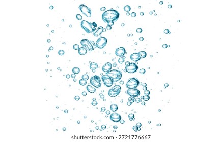 Las burbujas azules transparentes