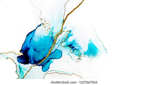 Transparent creativity. Abstract artwork. Trendy wallpaper. Ink colors are amazingly bright, luminous, translucent, free-flowing, and dry quickly. Natural pattern, luxury. ART for your design project. - Shutterstock ID 1237667563