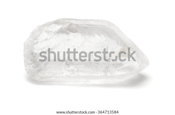 transparent crystal of Selenite isolated on\
white background