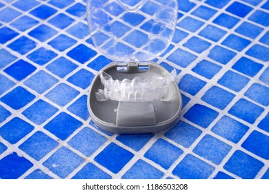 Transparent Dental Orthodontics In A Protective Box. No People