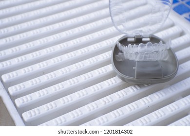 Transparent Dental Orthodontics In A Protective Box. No People